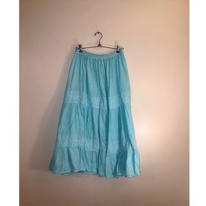 Cyan Flowy Maxi Skirt ✨🌿